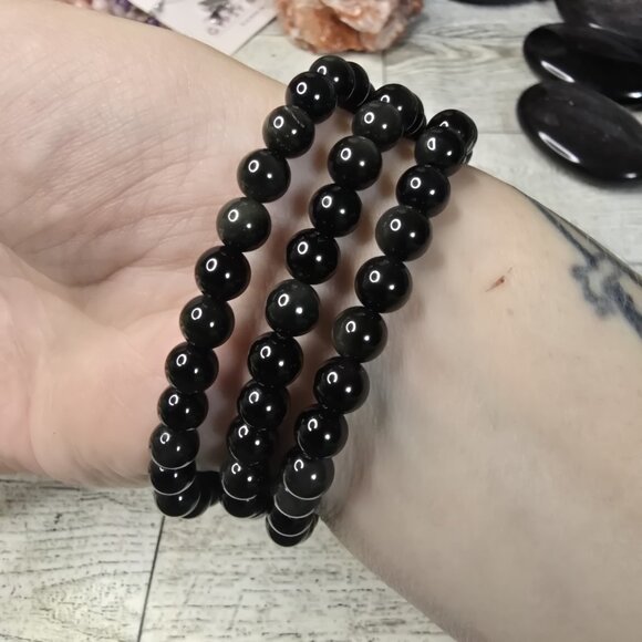 Silver Sheen Obsidian Crystal Bracelet - Picture 3 of 5